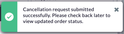 cancel request submitted